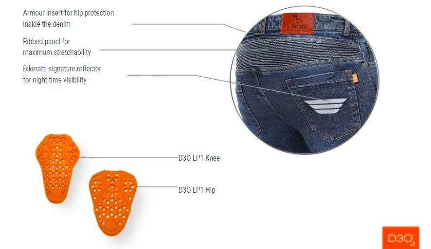 Bikeratti Steam Denim Jeans with Kevlar and D3O Armour